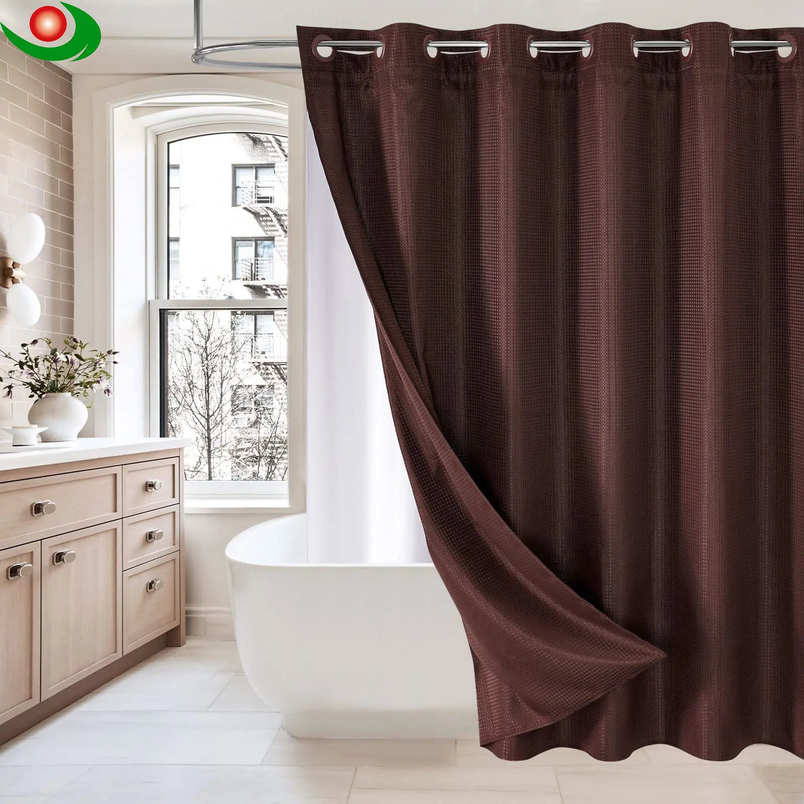 Factory Eco-Friendly Waterproof Shower Curtains Starting at One Dollar